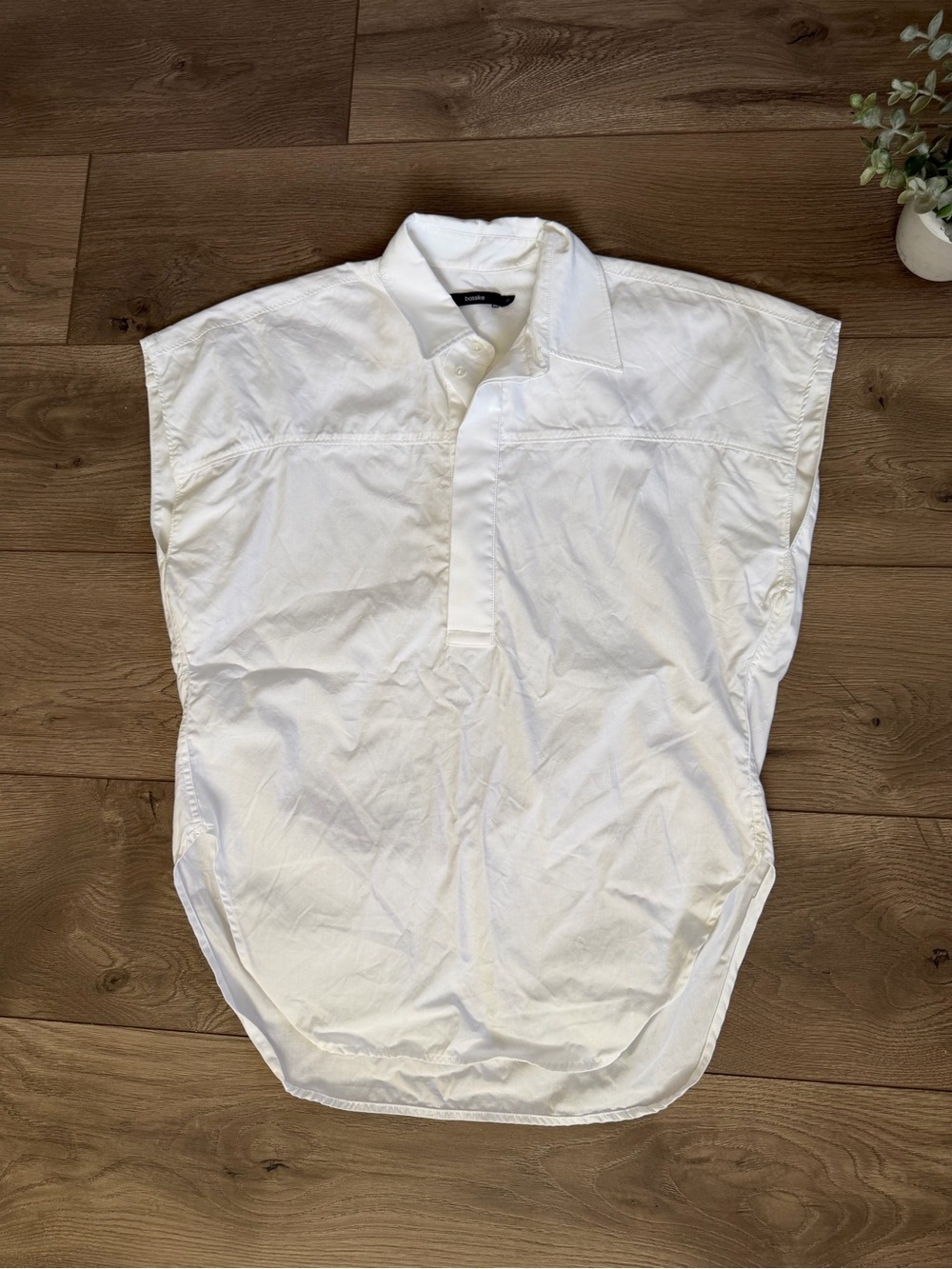 BASSIKE Women’s White Cap Sleeve Top Organic Cotton Size 0 (Small)